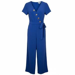 June & Hudson royal blue wrap style wide leg casual jumpsuit size small S B83